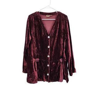 Cachaca Women's Vintage Velvet Button Front Long Sleeves Top - M